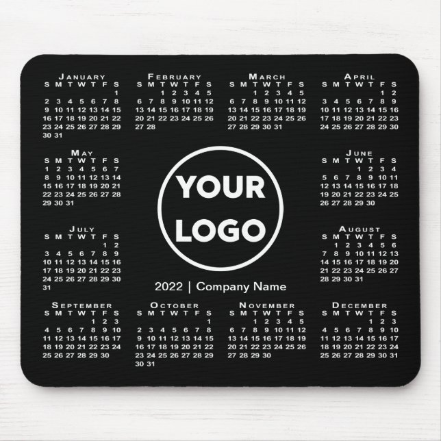 Tapis De Souris Logo simple 2022 Calendrier Business sur Noir (Devant)