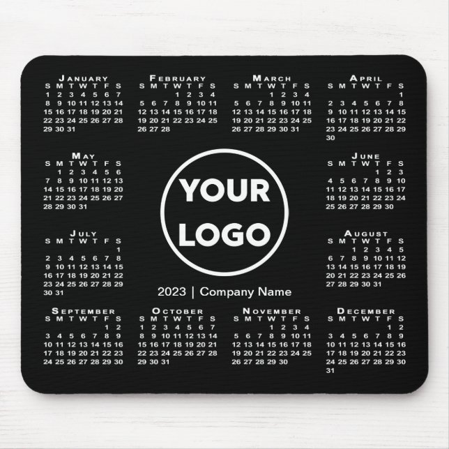 Tapis De Souris Logo simple 2023 Calendrier Business sur Noir (Devant)