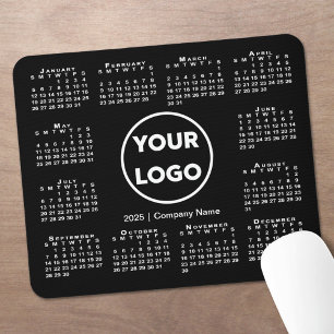 Tapis De Souris Logo simple 2025 Calendrier Business sur Noir