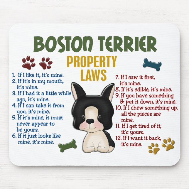Tapis De Souris Lois 4 de propriété de Boston Terrier (Devant)