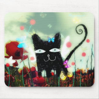 Tapis De Souris Lomographie du coquelicot du chat-papillon mousepa