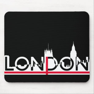 Tapis De Souris London silhouette and English flag