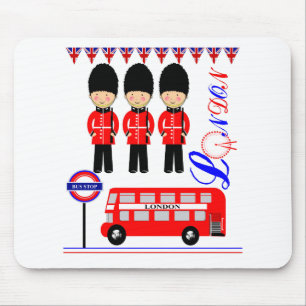 Tapis De Souris Londres City Royaume-Uni Rouge Blanc Bleu Union Ja