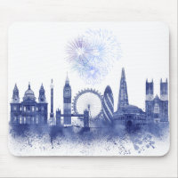 Londres Skyline - Aquarelle bleue
