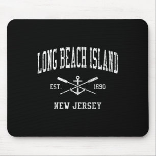 Tapis De Souris Long Beach Island Nj Vintage Crossé Oars &amp; Bo