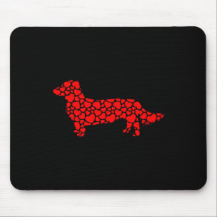 Tapis De Souris Long Haired Dachshund Chien mignon Silhouette Coeu