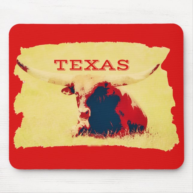Tapis De Souris Longhorn Cow Texas Art Mouse Pad (Devant)