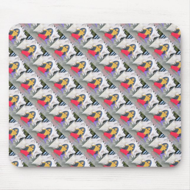 Tapis De Souris longues sirènes à cheveux noirs assis mousepad (Devant)