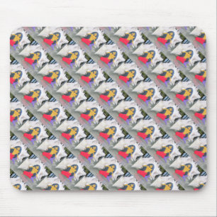 Tapis De Souris longues sirènes de cheveux noirs reposant le