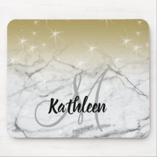 Tapis De Souris L'or Girly miroite nom de marbre gris de