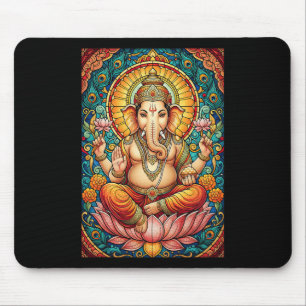 Tapis De Souris Lord Ganesha Vitrail Dieu hindou Hindouisme 
