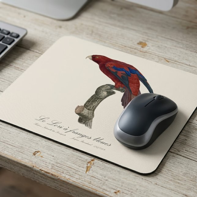 Tapis De Souris Lori à queue brune, Trichoglossus borneus (Long-Tailed Red Lory, Trichoglossus borneus. Mouse Pad)