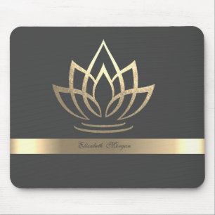 Tapis De Souris Lotus d'Or Élégant, Yoga