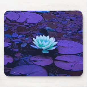 Tapis De Souris Lotus Fleur Magique Violet Bleu Turquoise Floral
