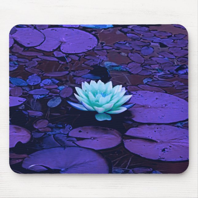 Tapis De Souris Lotus Fleur Magique Violet Bleu Turquoise Floral (Devant)