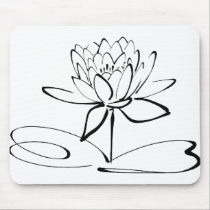 Tapis De Souris Lotus Flower Line Art Blossom Petal