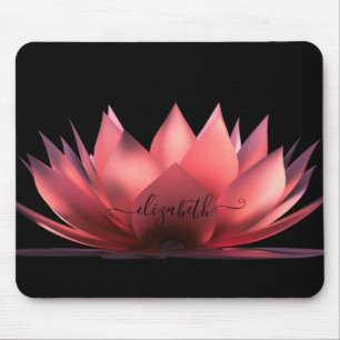 Tapis De Souris Lotus Noir Élégant Personnalisé