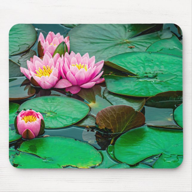 Tapis De Souris Lotus rose fleur sur le lac Mousepad (Devant)