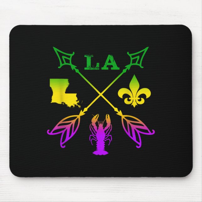 Tapis De Souris Louisiana Arrow Mardi Gras , Uni-adult, Black, Sma (Devant)