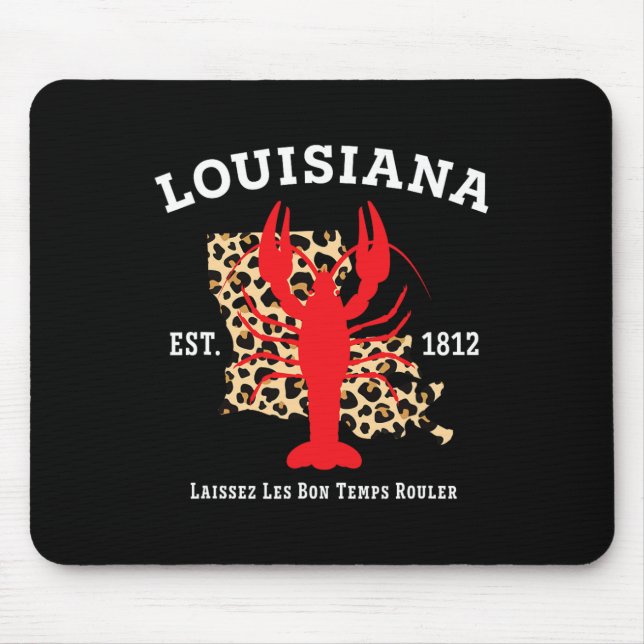 Tapis De Souris Louisiana Est. 1812 Crawfish Leopard New Orleans M (Devant)