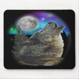 Tapis De Souris Loup à l'art de nuit