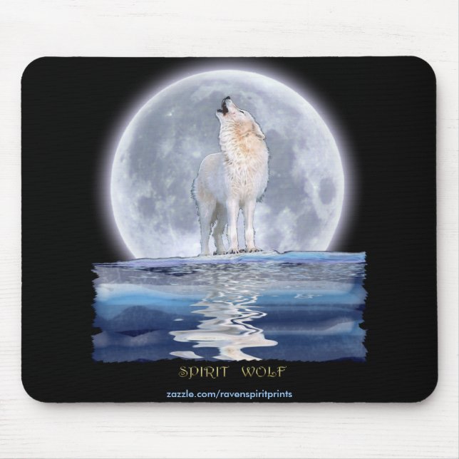 TAPIS DE SOURIS LOUP BLANC ET LUNE ALASKA (Devant)