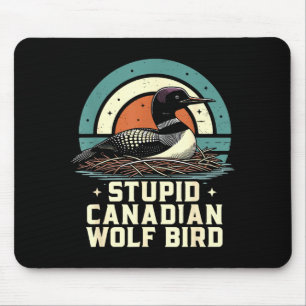 Tapis De Souris Loup canadien stupide oiseau vintage crochet chauf