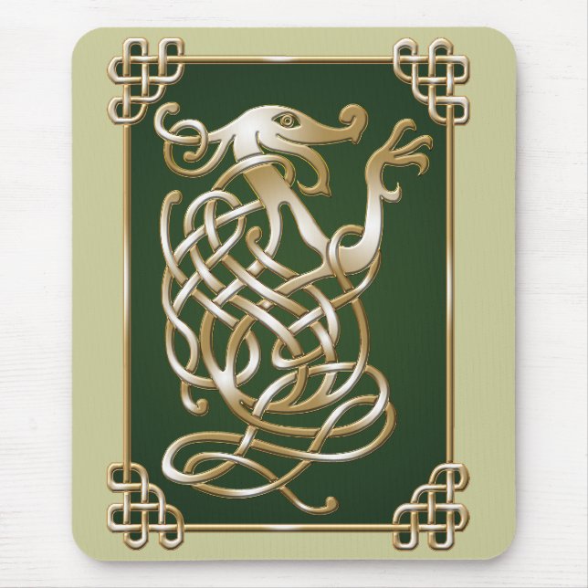 Tapis De Souris Loup celtique - Arrière - plan vert (Devant)