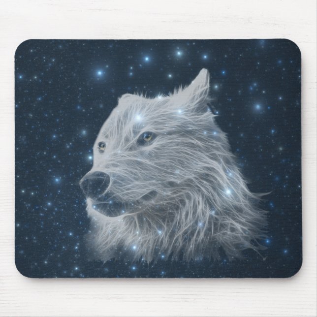 Tapis De Souris Loup dans le ciel étoilé (Devant)