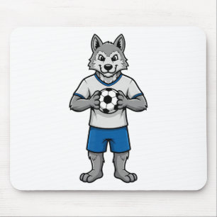 Tapis De Souris Loup de football mignon joueur de foot animalier s