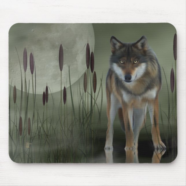 Tapis De Souris Loup de lune - loup, animaux (Devant)