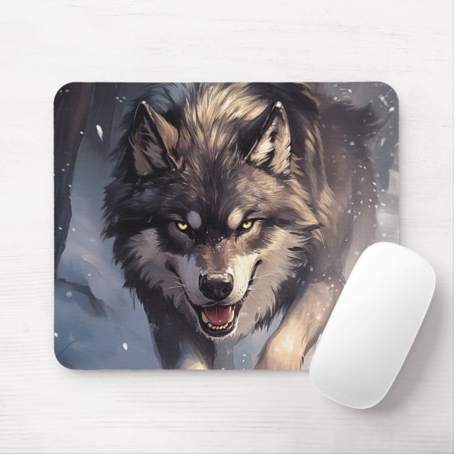 Tapis De Souris Loup en hiver (Avec souris)