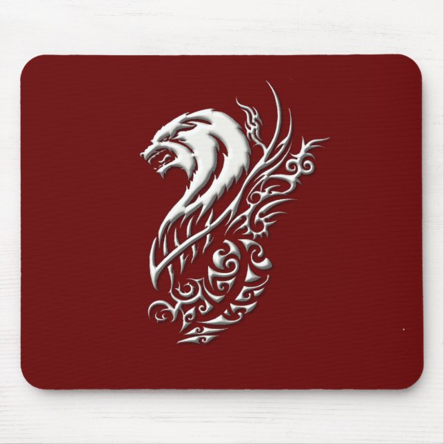Tapis De Souris Loup en ivoire Bourgogne Mousepad (Devant)