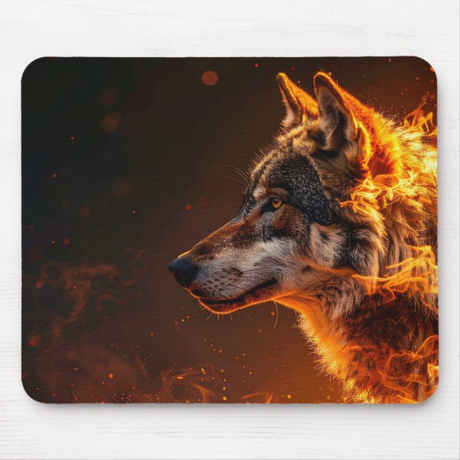 Tapis De Souris Loup enflammé (Devant)