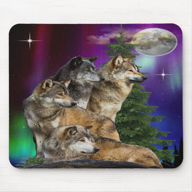 Tapis De Souris Loup et lune (Devant)