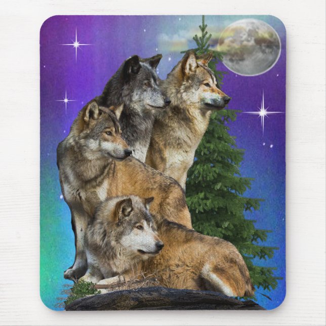 Tapis De Souris Loup et Lune (Devant)