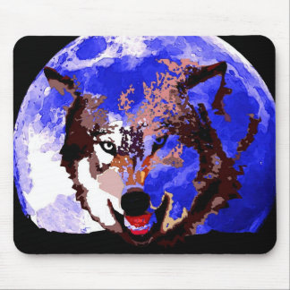 Tapis De Souris Loup et Pleine lune