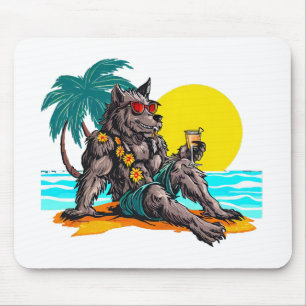 Tapis De Souris loup-garou en vacances