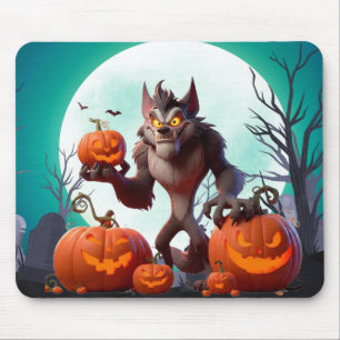 Tapis De Souris loup-garou et citrouilles d'Halloween