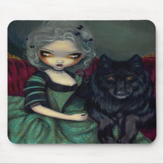 Tapis De Souris Loup-Garou : Loup gothique rococo Noir Mousepad