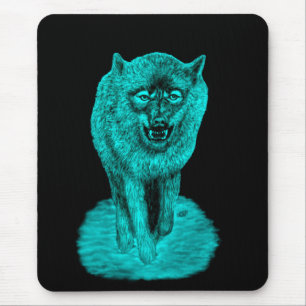 Tapis De Souris Loup noir en colère dans la nuit