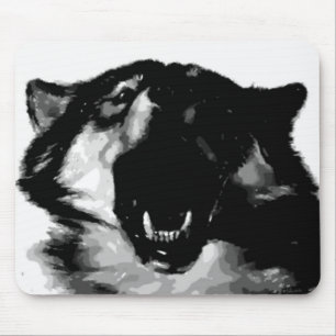 Tapis De Souris Loup noir et blanc