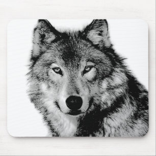 Tapis De Souris Loup noir et blanc