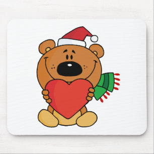 Tapis De Souris L'ours de père Noël avec coeur