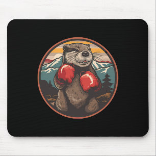 Tapis De Souris Loutre de boxe avec gants de boxe Kickboxing Drôle