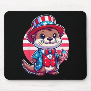 Tapis De Souris Loutre Joyeux 4 juillet Jour de l'Indépendance Hom