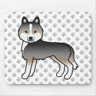 Tapis De Souris Louveteau gris clair Husky sibérien Chien de dessi