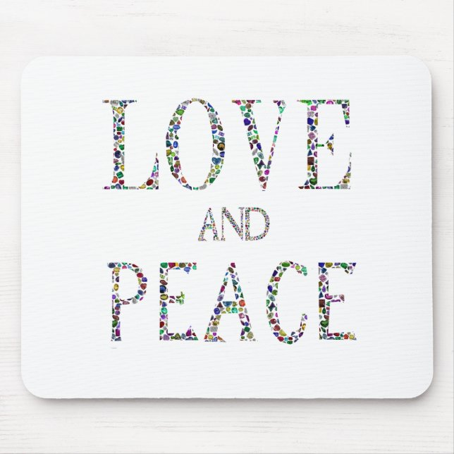 Tapis De Souris Love and Peace made with Gemstones (Devant)