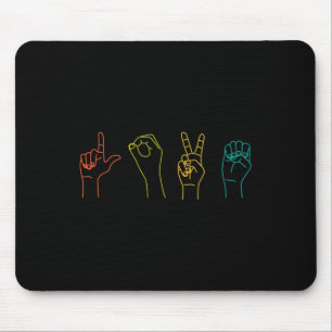 Tapis De Souris Love ASL Langue des signes Alphabet Valentines Jou