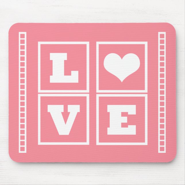 Tapis De Souris Love Blocks Mousepad, Rose (Devant)